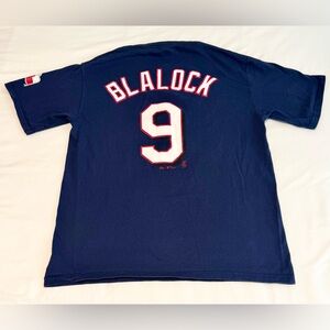 Vintage Texas Rangers Hank Blalock Shirt Jersey Medium Navy